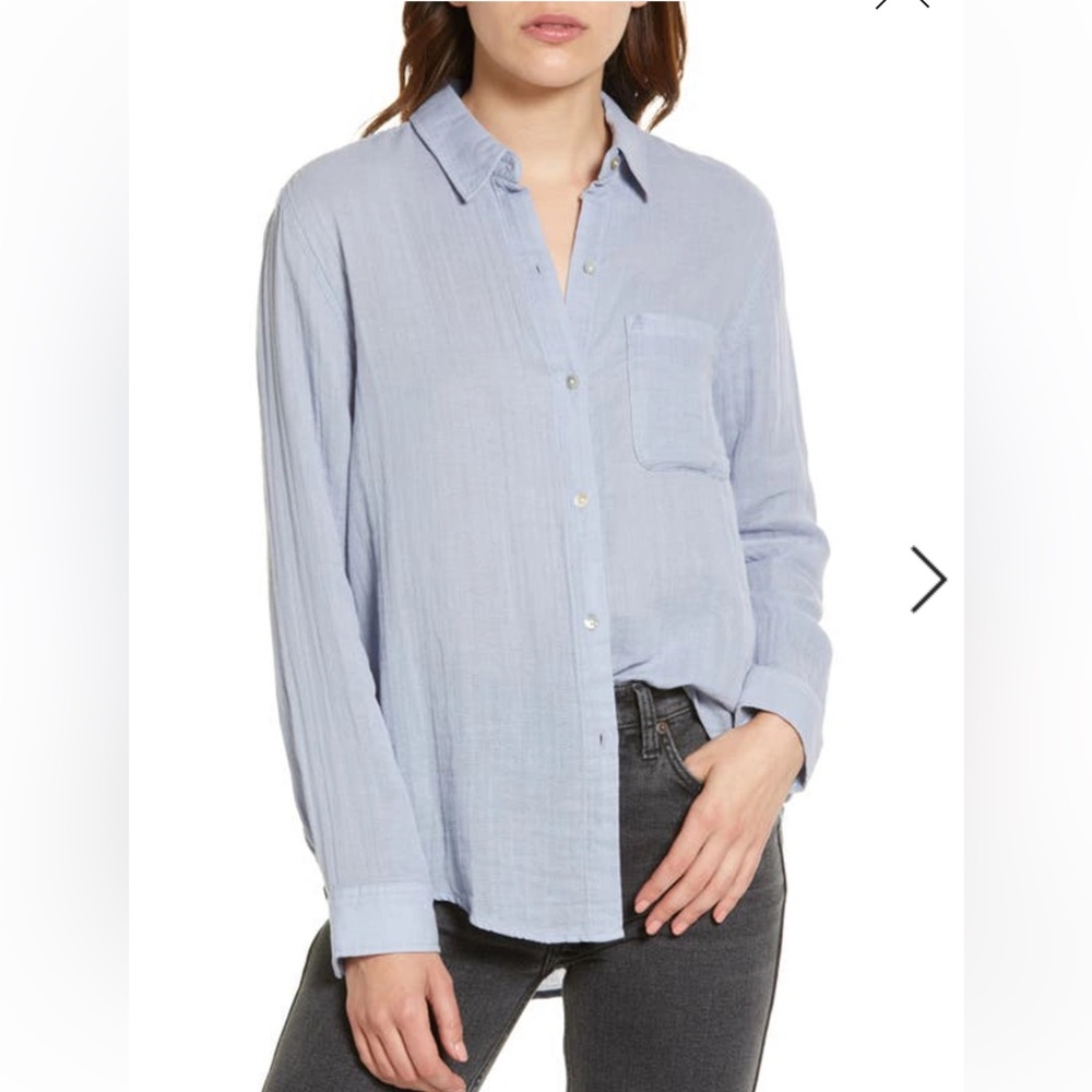 Rails Women SZ XS Blue Ellis Blue Jay Organic Cotton Long Sleeve Button Down NEW